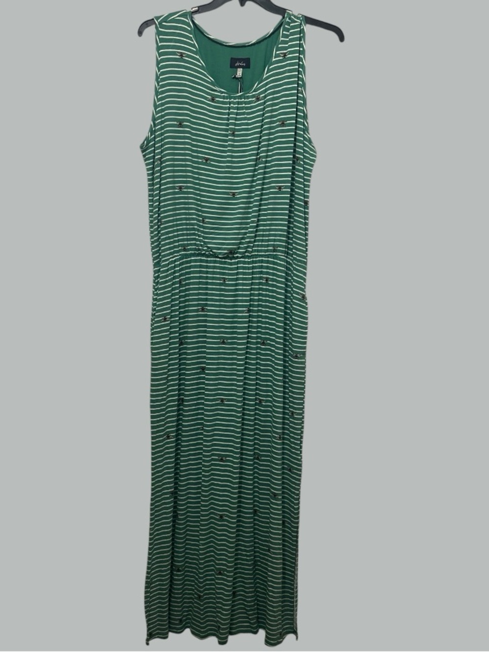 Joules Green Striped Sleeveless Maxi Dress - Picture 2 of 3